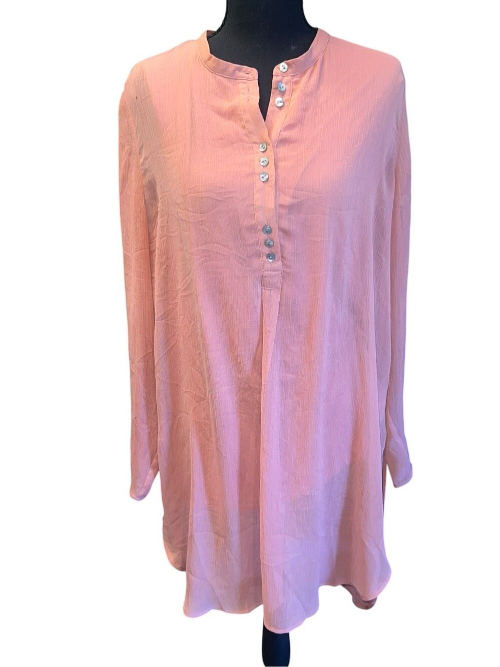 Soft Surroundings womans Large Jacqueline Tunic Layered Sheer Top pink